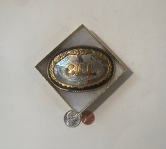 Vintage Metal Belt Buckle, German Silver and Brass, Bill, Billy, William, Nice