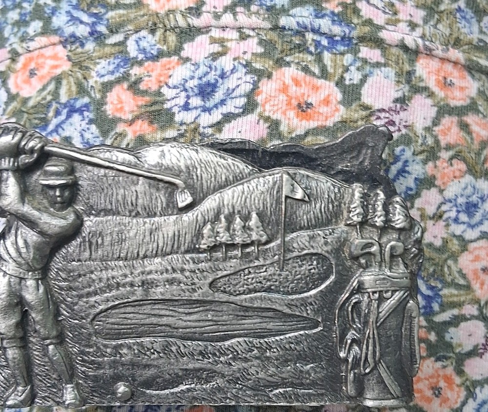 Silver 3D Golf Sports Theme Metal Western Belt Buckle for Men with Buckle Accent