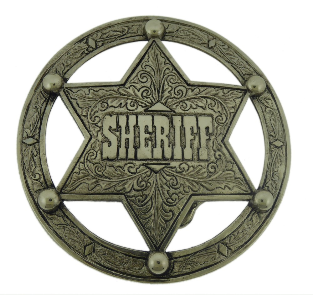 New Star Belt Buckle Texas Sheriff Badge Mens Cowboy Western Rodeo Rock Rebel