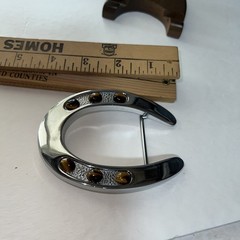 Silver Metal W CatEyes Horseshoe Western Belt Buckle for Men Signed D B