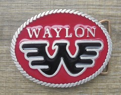 Waylon Jennings Flying W Red Enamel Background w/Black enamel eagle