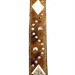 Montana Silversmiths Western Belt 32&Prime; Tooled Leather Cowhide Studs Statement