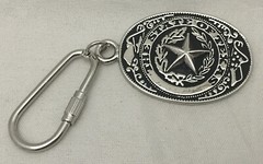 3 piece box set Great Seal of Texas Buckle Belt Buckle, Bolo & Key Ring Silver