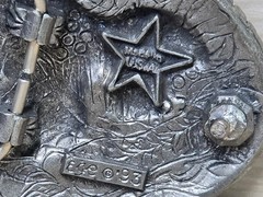 Vintage EGE Belt Buckle Silver Tone Western Saddle Engraved 3.5&Prime; Made in USA