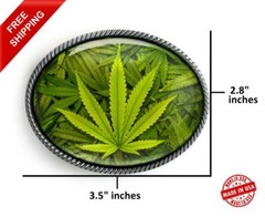 Marijuana Belt Buckle – High Times Weed Pot Leaf Handmade Accessory Gift – 730
