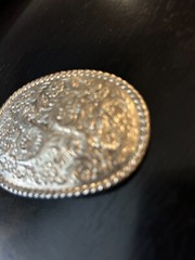 Vintage Collectible Flowers Swirls Metal Belt Buckle