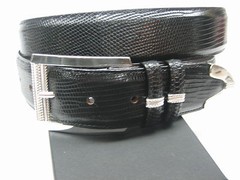 STERLING SILVER 925 BUCKLE TWO LOOP AND TIP SET & GENUINE LIZARD 1.5&Prime; BELT U.S.A