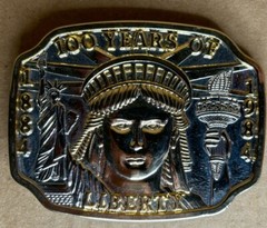 Vintage 1886-1986 100 Years Statue Of Liberty Two Tone Belt Buckle w/ COA