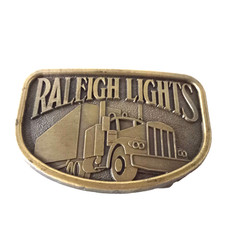 Vintage Raleigh Lights Cigarettes Pewter Belt Buckle Trucker 1980s Tobacco