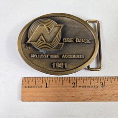 1981 Ore Dock No Lost Time Accidents Railroad Railway Norfolk Award Belt Buckle