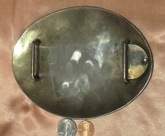 Vintage Metal Belt Buckle, Silver and Brass, Really Big Extra Large Size, Nice