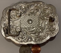 Vintage Metal Belt Buckle, Cowboy, 3 Horse Heads, Horse, Mexico, Texas, Big Size
