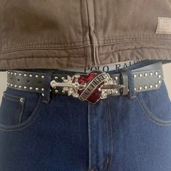 2000s Love Hurts Vintage Belt Graphic Style Adjustable Fits 26-34 Unisex Fit