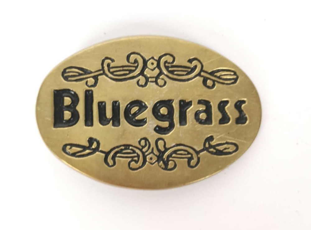 Vintage Bluegrass Mens Belt Buckle Solid Brass Country Music Circa 1978