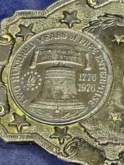 Vtg 1976 Lewis Buckles Spirit of 76 Liberty Bell USA Bicentennial Belt Buckle