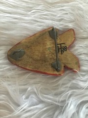 Vintage Horn Hand Made Carved Signed HT.98 Painted Red Arrow Pants Belt Buckle