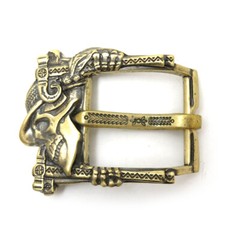 Brass belt buckle with skull « Jolly Roger »; Handmade pin type Skull buckle;