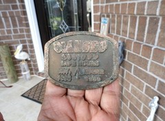 vintage CIANBRO Construction Pittsfield, ME ANACORTES BRASS BELT BUCKLE ~1989~