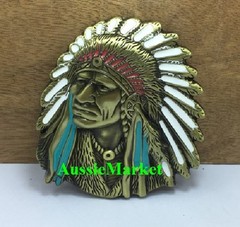 1 x mens ladies belt buckle metal alloy american usa u.s. indian feathers brass