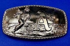 A&rsquo;s Baseball Logo Athletics Sports Oakland CA Silver Color Wide Belt Buckle
