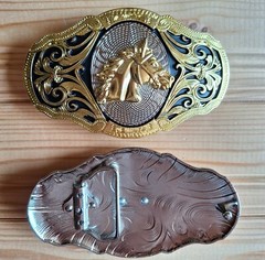 BIG Horse western country gold & silver & black belt buckle (choice designs)