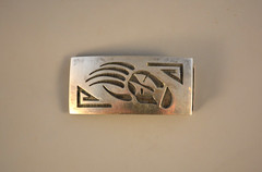 Vintage Hopi Silver Belt Buckle – Badger Paw – Daniel Phillips – Hopi Crafts
