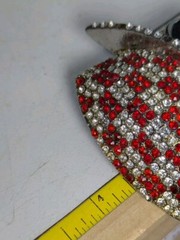 « FL&B » Scull Top Hat Belt Buckle Sliver Red Rhinestone