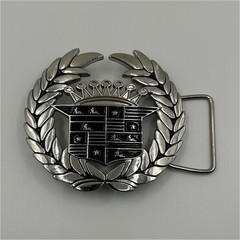 Men&rsquo;s Silver Tone Metal Laurel Crest Crown Logo Belt Buckle 1.5in