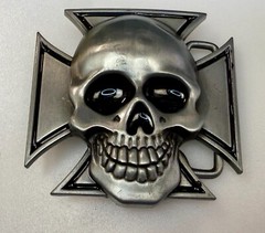 Skull Head Celtic Iron Cross Cutout Gothic Punk Biker 3D Dimensional Belt Buckle