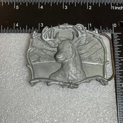 Deer Buck Belt Buckle Mountains Scene Antlers 1994 Reissue Collectible