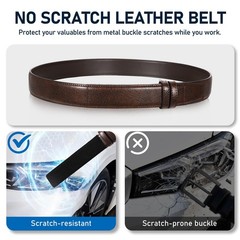 Mechanic Buckless Belts for Men No Fit Waist 36&Prime;-38&Prime;, Retro Brown Leather