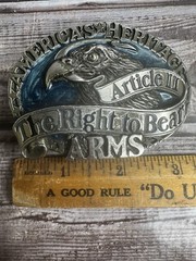 America&rsquo;s Heritage Right To Bear Arms Article II Belt Buckle 1984 H1605 USA