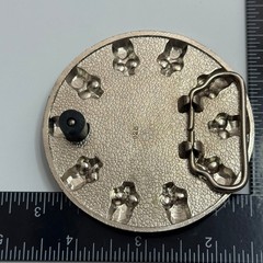 Round Skull Knights Templar Cross Belt Buckle Silver Tone Black Red Metal