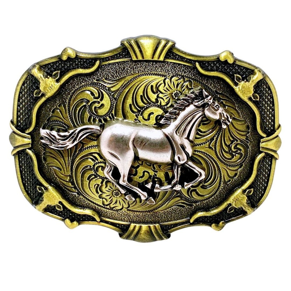 Western Kid&rsquo;s Horse Pattern Belt Buckle – Hebilla vaquera para niños