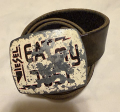 Diesel Vintage Black Leather Belt Buckle Belt Size 85 / 34&Prime;