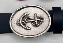 Authentic  » Anchor On Oval  » Solid Pewter Belt Buckle By Demeter.