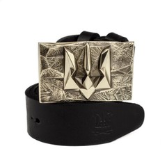 German silver belt buckle « Ice and fire », Ukrainian trident low poly geometric