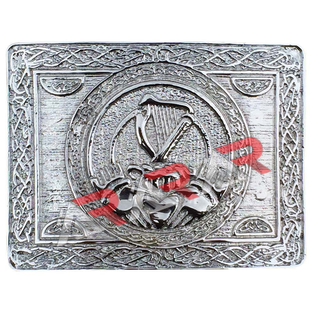 Highland Kilt Belt Buckle Claddagh pattern Chrome Finish Claddagh pattern buckle