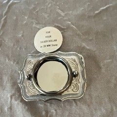 Western Silver Tone Floral Belt Buckle 1.5&Prime; Silver Dollar/39mm Holder