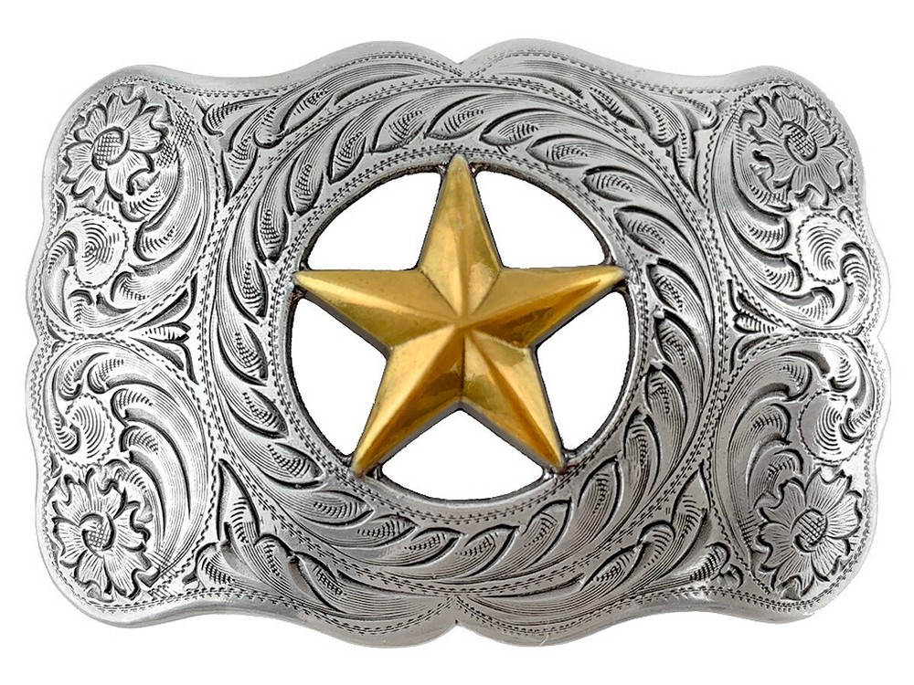Western Buckle Cowboy Cowgirl Texas Ranger Gold Star Belt Buckles fits 1-1/2&Prime;