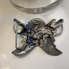 Pirate Jolly Roger Belt Buckle Solid Pewter Silver Tone Swashbuckler 4&Prime;x3&Prime;