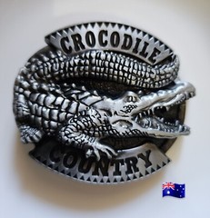 1pce Crocodile Country Silver Colour Metal Belt Buckle 8.2×7.3cm Suits 4cm Belt
