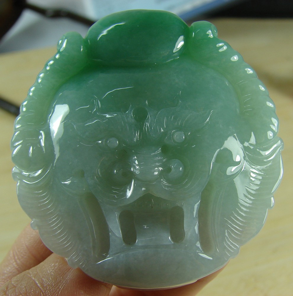 Certified Green Chinese Natural A Jade Jadeite Dragon Man Buckle Belt A-078-2