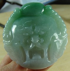 Certified Green Chinese Natural A Jade Jadeite Dragon Man Buckle Belt A-078-2