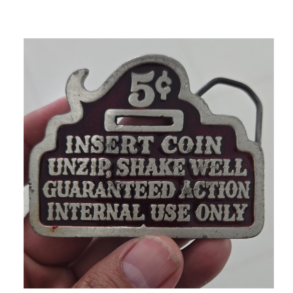 The Great American Buckle Company 5¢ Insert Coin Men&rsquo;s Belt Buckle Metal Silver…