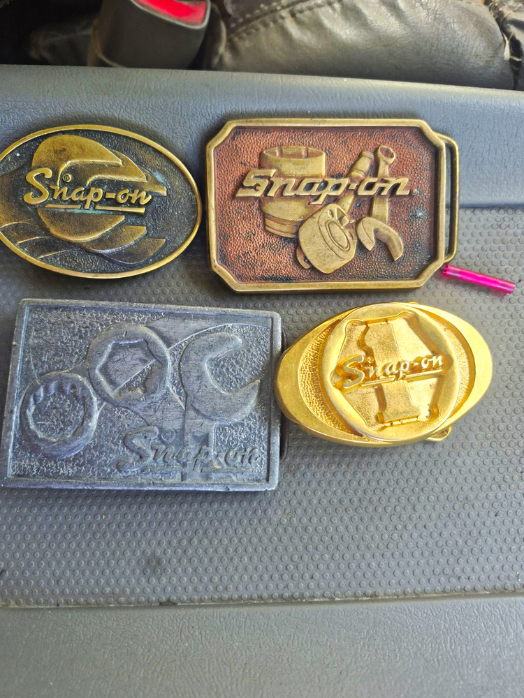 Snap-on Brass Belt Buckle Lot Gold/Silver 1.5in Logo Oval/Rect SPP-369