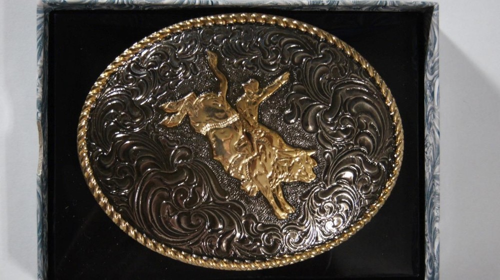 Crumrine M&F Western Oval BULL RIDER Belt Buckle c02084