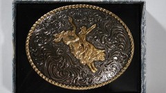 Crumrine M&F Western Oval BULL RIDER Belt Buckle c02084