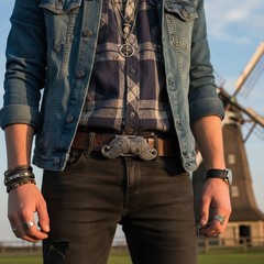 NEW Men Silver Metal Fashion Belt Buckle Big Mustache Shape Handlebar Jeans Pant