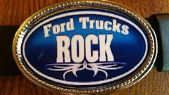 FORD TRUCKS « ROCK » Epoxy Photo Buckle & Bonded Leather Belt (28&Prime;-54&Prime; waist)